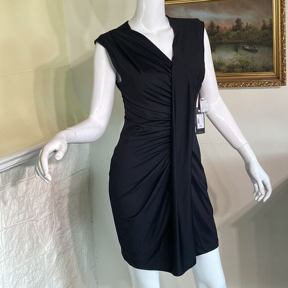 NWT Dex LBD Black Pleated Rushed Dress - Picture 3 of 16